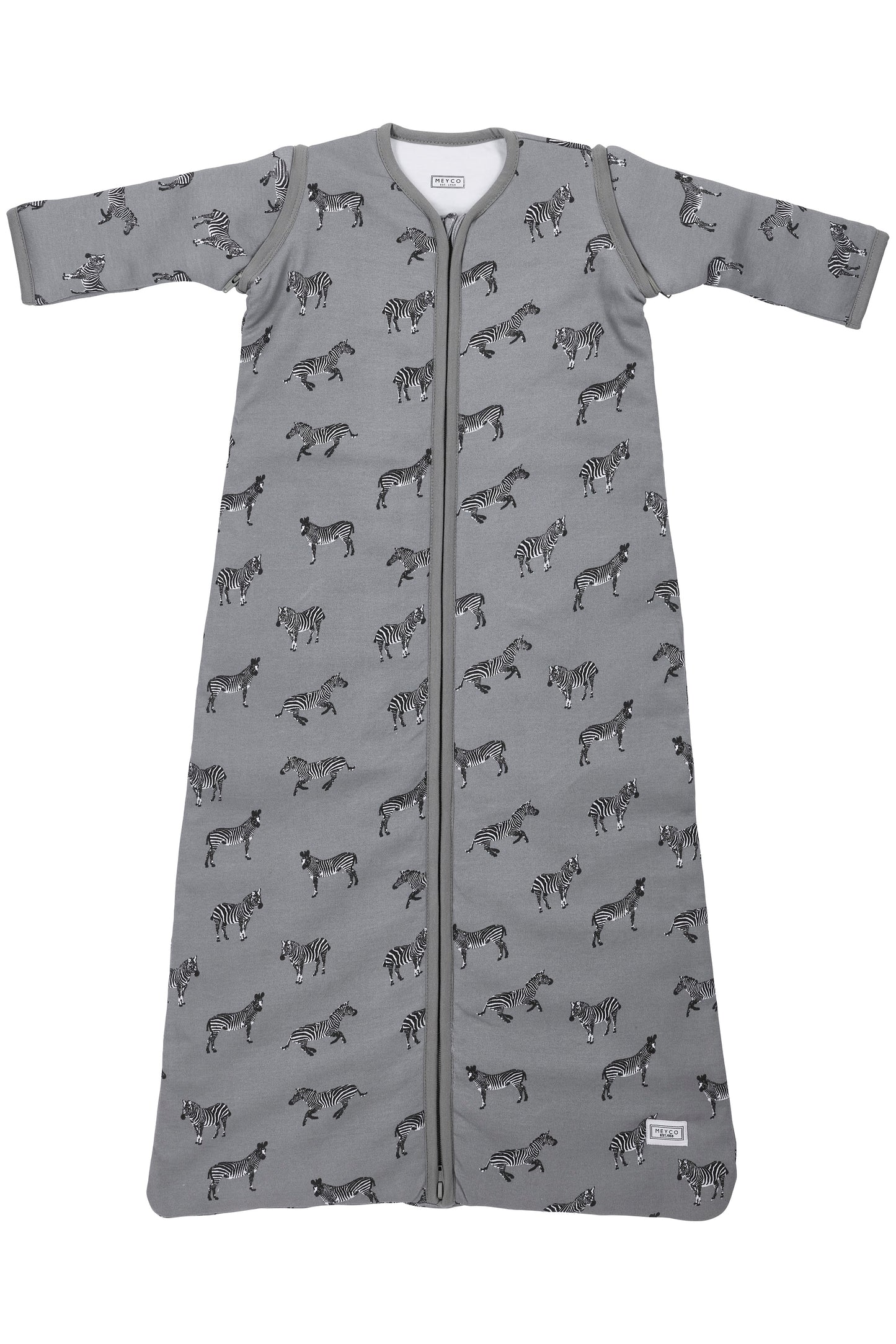 Babyschlafschack mit abnehmbaren Ärmeln ZEBRA GREY