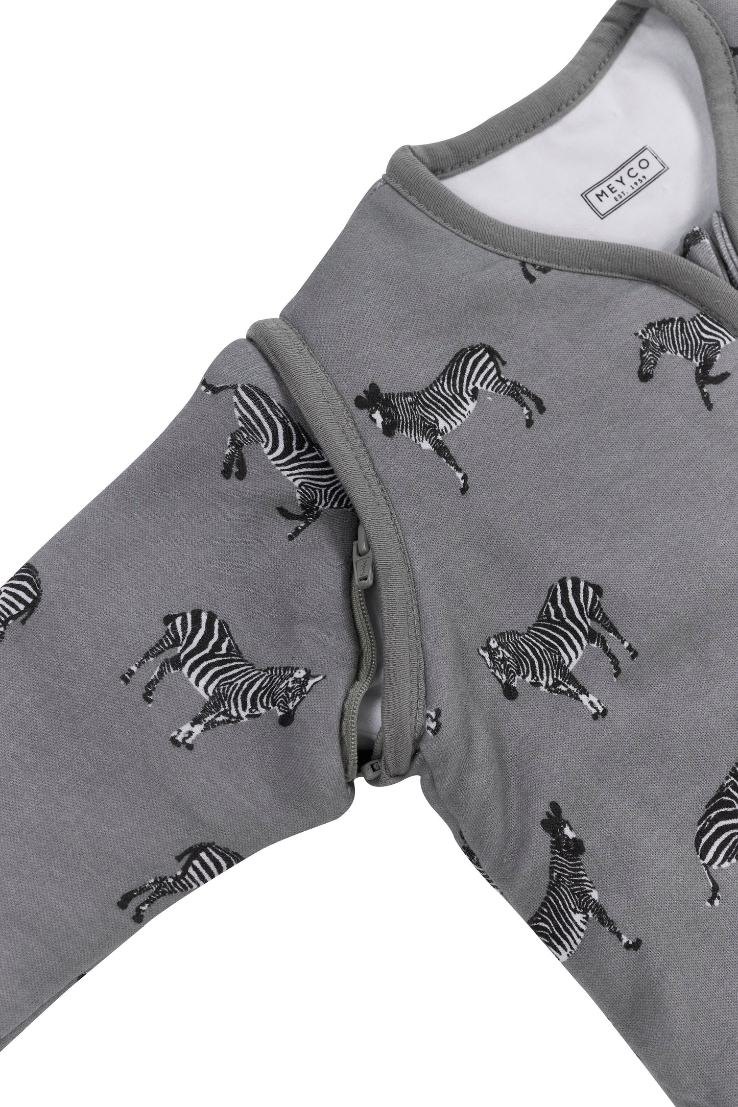 Babyschlafschack mit abnehmbaren Ärmeln ZEBRA GREY