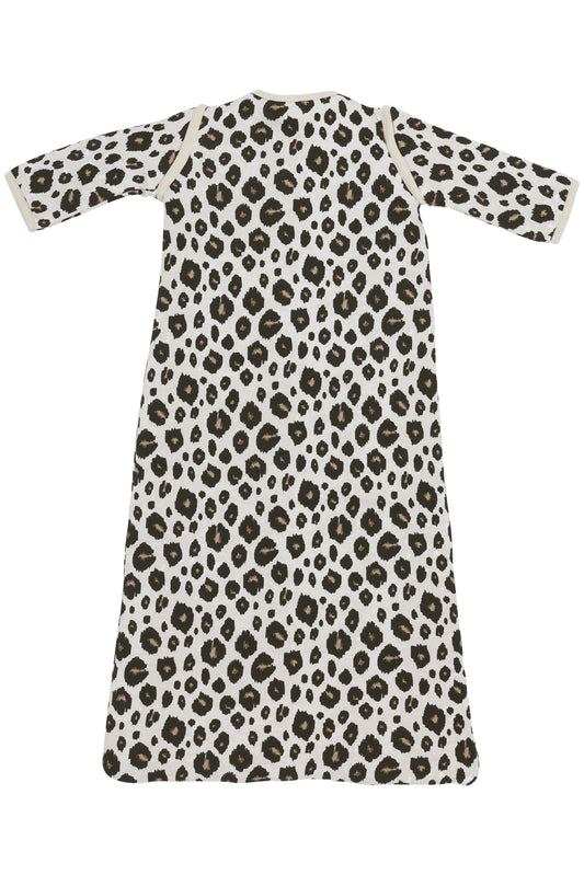 Babyschlafschack mit abnehmbaren Ärmeln LEOPARD - SAND MELANGE