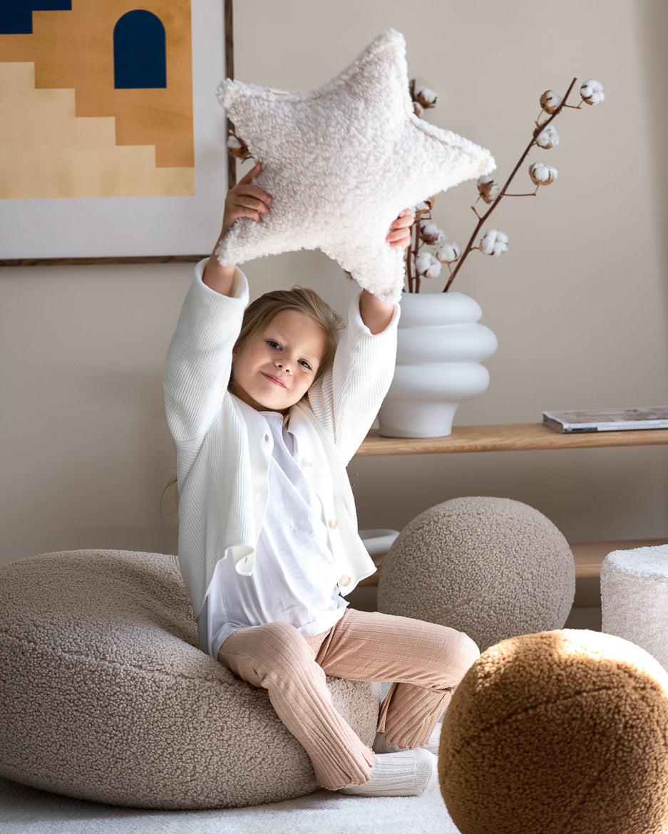 Cream White Star Cushion