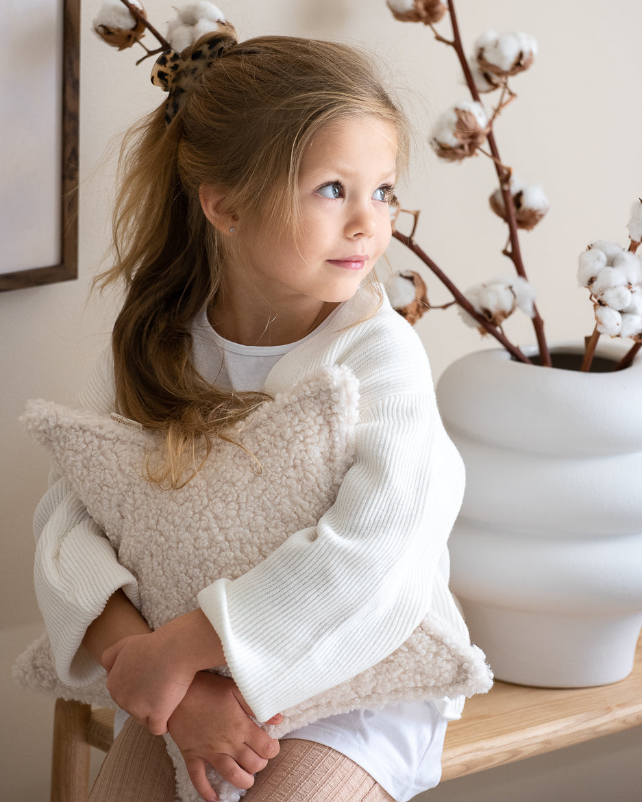 Cream White Star Cushion