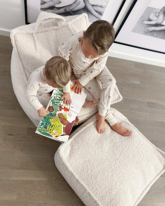 Cream White Square Ottoman