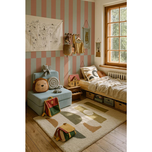 Streifentapete in Grün und Braun, umgedrehtes Muster