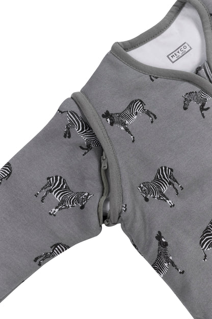 Babyschlafschack mit abnehmbaren Ärmeln ZEBRA GREY