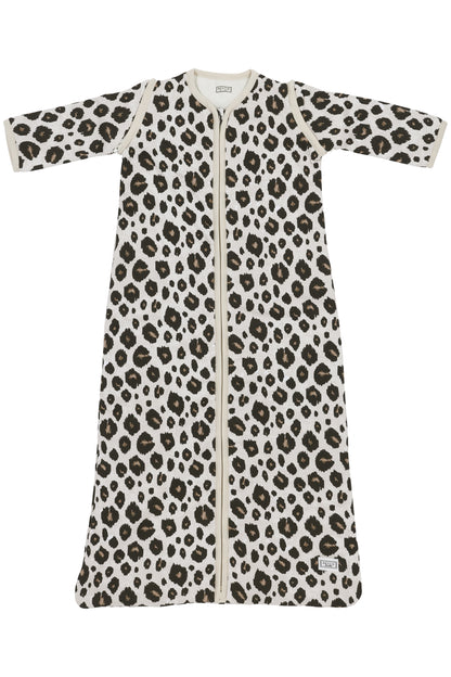 Babyschlafschack mit abnehmbaren Ärmeln LEOPARD - SAND MELANGE