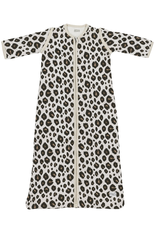 Babyschlafschack mit abnehmbaren Ärmeln LEOPARD - SAND MELANGE