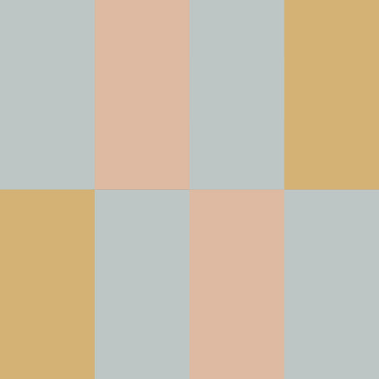 Streifentapete in Blau, Lachs und Gelb, umgedrehtes Muster