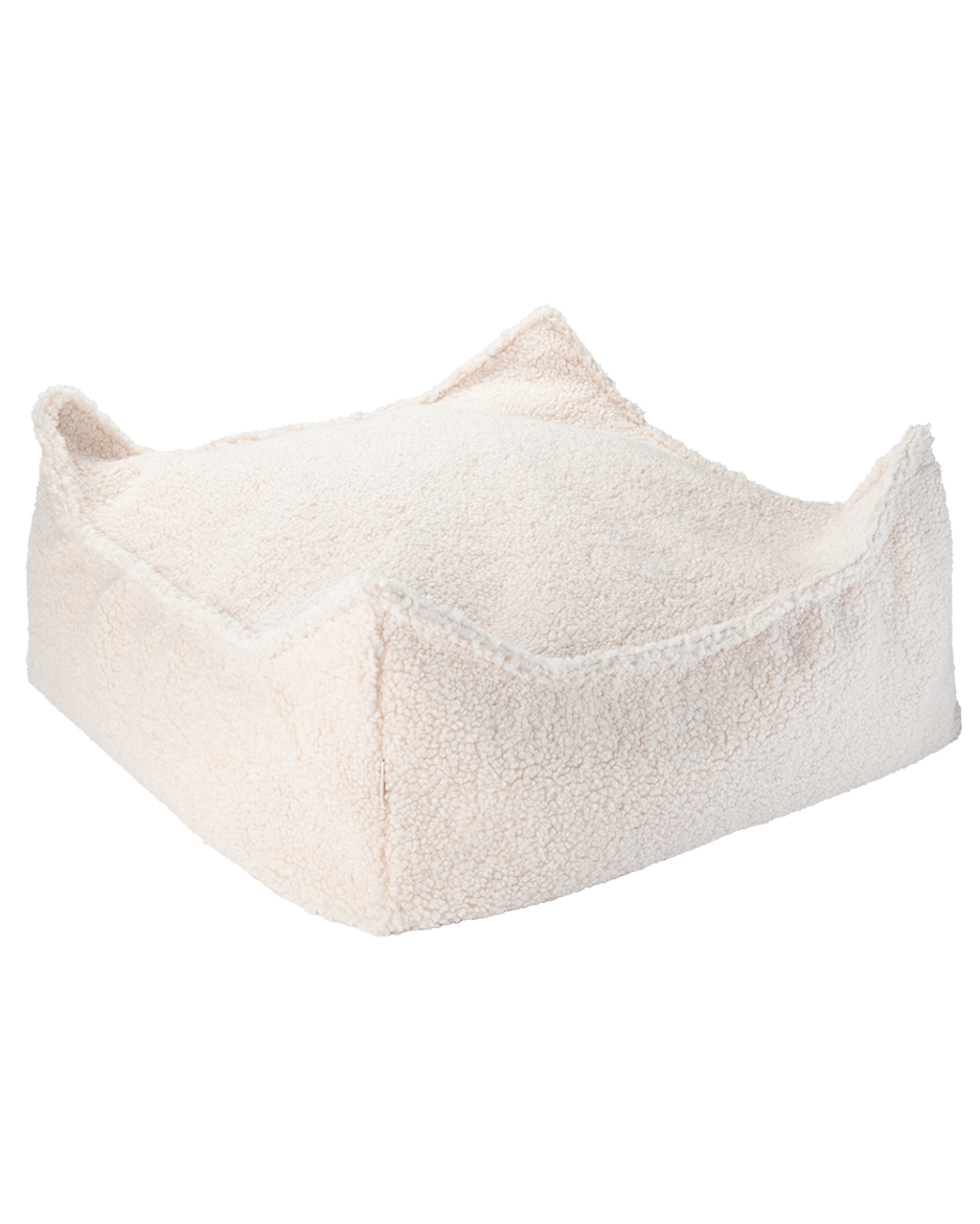 Cream White Square Ottoman