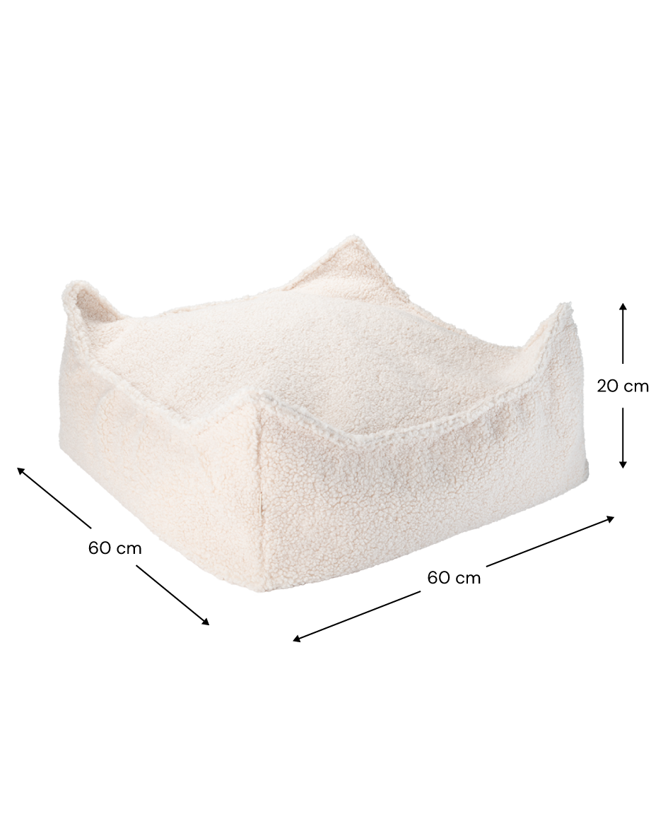 Cream White Square Ottoman